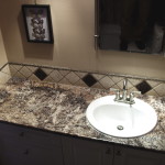custom vanity with backsplash tile