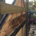 side view of rotted beam before replacement